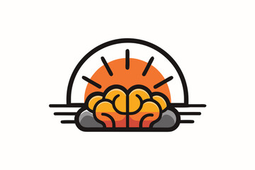 sunrise inside brain silhouette icon new ideas