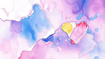 Abstract watercolor painting with vibrant and soft pastel colors.
