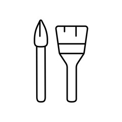 Art Paint Brushes Line Icon: Painting & Creative Supplies Outline Set