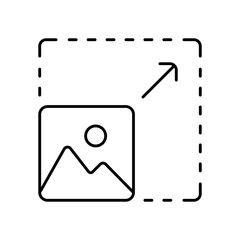 Image Resizing Scaling Line Icon: Digital Photo & Graphic Adjustment Outline