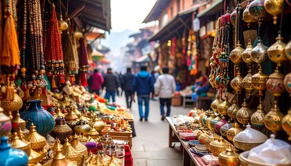 Busy marketplace street scene