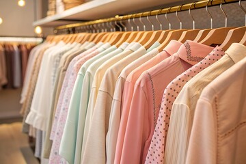 Pastel colored shirts on hangers clothing rack pastel shirts fashion