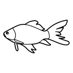 carassius auratus fish line art black and white coloring image