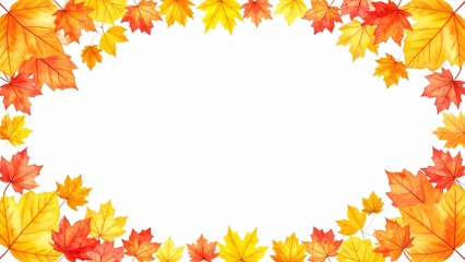 Obraz premium おしゃれな水彩風紅葉の葉の背景素材 16:9サイズ AI生成素材