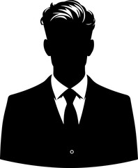 Businessman Silhouette in Suit and Tie Standing Confidently
