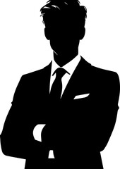 Businessman Silhouette in Suit and Tie Standing Confidently