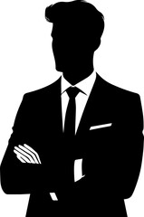 Businessman Silhouette in Suit and Tie Standing Confidently