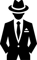 Businessman Silhouette in Suit and Tie Standing Confidently