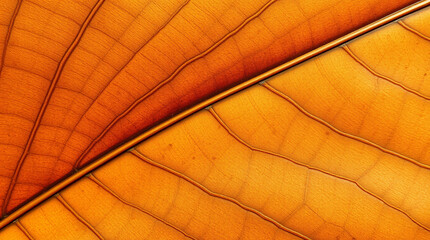 Vibrant close-up of a leaf with rich yellow and orange hues, glowing in natural light.