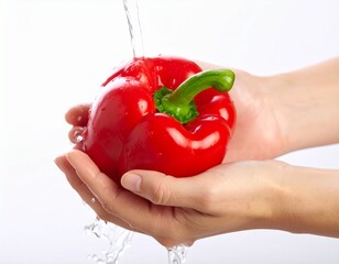 Close-up of finely ground paprika, showcasing its beautiful texture ideal for themes of seasoning, cooking, and gourmet ingredients. Paprika in white background, washing and cutting paprika 