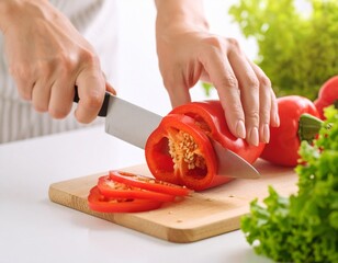 Close-up of finely ground paprika, showcasing its beautiful texture ideal for themes of seasoning, cooking, and gourmet ingredients. Paprika in white background, washing and cutting paprika 