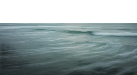 Abstract Photo of Sea Waves with a Black Sky Background and Transparent Surface
