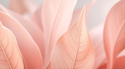Abstract design of overlapping leaves in pink and blue tones, creating a serene pattern.