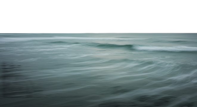 Abstract Photo of Sea Waves with a Black Sky Background and Transparent Surface