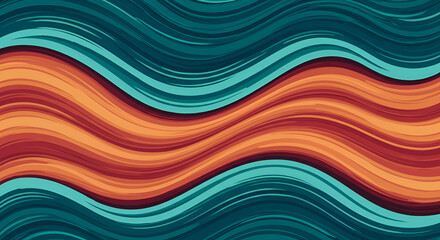 Abstract Pixelated Wavy Lines Illustration With Orange And Teal Colors Background