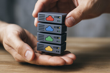 Cloud server technology enhances service connection with secure data storage in a modern data center setup