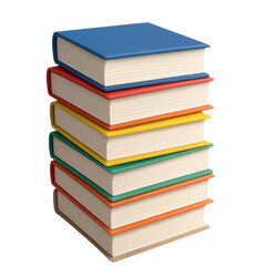 Education and learning bring knowledge through study and information with books stacked as key symbols, PNG