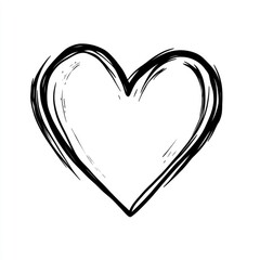 A simple, black outline heart, drawn with a textured, slightly irregular line