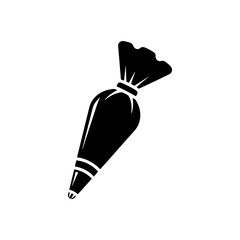 solid black icon of a piping bag