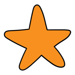 Hand-drawn cartoon gold star on a white background.