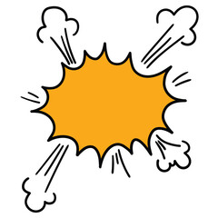 Hand-drawn cartoon orange empty speech bubble on a white background.