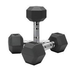 Black Dumbbells 3D Illustration on Transparent Background for Fitness Training