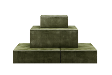 a three tiered concrete structure with a white background