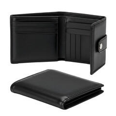 Black Leather Wallet Photo On Isolated Transparent Background For Business