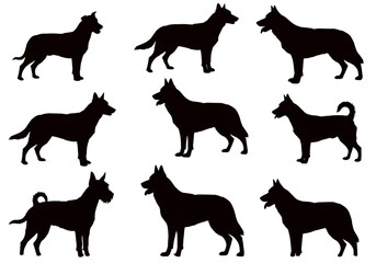 Black Silhouette Of Dog Isolated On Transparent Background Illustration