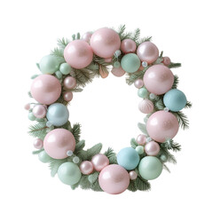 Christmas wreath with fir branches isolated on transparent or white background, png
