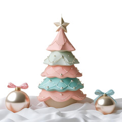Ceramic Christmas tree with a star on top isolated on transparent or white background, png