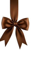 Brown Silk Bow Illustration Isolated On Black Background Elegant Gift