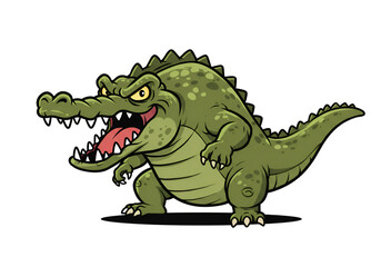 Naklejka premium Aggressive Cartoon Crocodile Illustration Isolated on Transparent Background