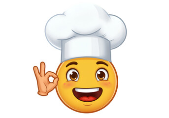 Cartoon Chef Emoji Illustration Smiling Okay Gesture Isolated Transparent