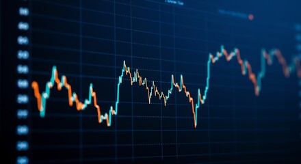 Abstract Stock Market Data Graph Showing Fluctuations and Trends on a Digital Screen