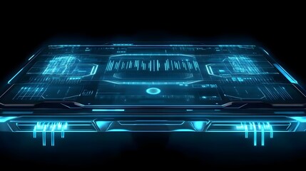 Obraz premium Futuristic circuit board with glowing blue lines.