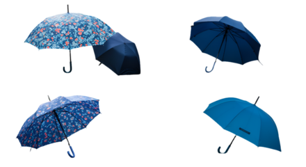 Blue Umbrellas Isolated On Transparent Background Illustration Design