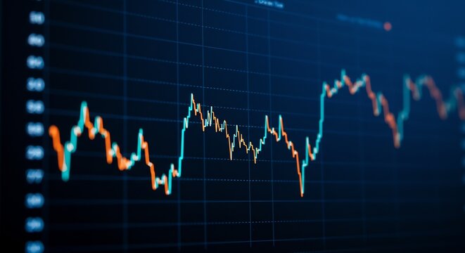 Abstract Stock Market Data Graph Showing Fluctuations and Trends on a Digital Screen