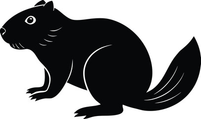 Fototapeta premium black silhouette a beaver full body on white backg.eps