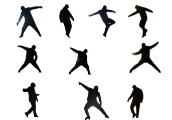 Dynamic Silhouette Dance Poses Illustration In Black Transparent Background