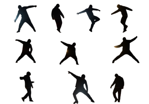 Dynamic Silhouette Dance Poses Illustration In Black Transparent Background