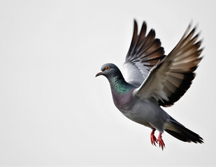 Fototapeta premium Flying Pigeon on Clean Background