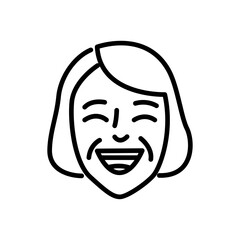 laughing grandma icon vector, line style icon