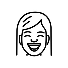 laughing woman icon vector, line style icon