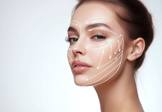 Elegant woman undergoing facial massage treatment for youthful skin and beauty enhancement process now