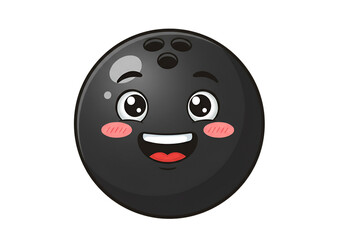 Fototapeta premium Cartoon Bowling Ball Illustration With Happy Face And Black Background