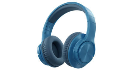 Blue Wireless Headphones Illustration Isolated On Transparent Background