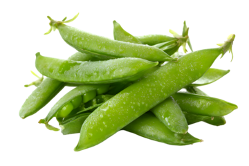 Fresh green snow peas pile isolated on transparent background