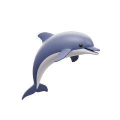 Obraz premium Animated 3D Dolphin Jumping Up Isolated Against a Transparent Background