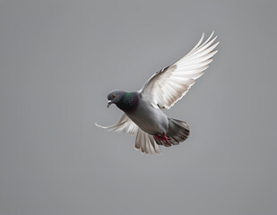 Flying Pigeon on Clean Background